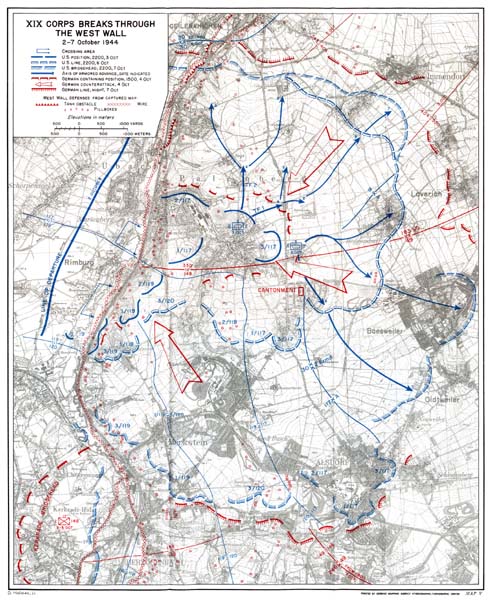 Map V: XIX Corps Breaks Through the West Wall 2-7 October 1944