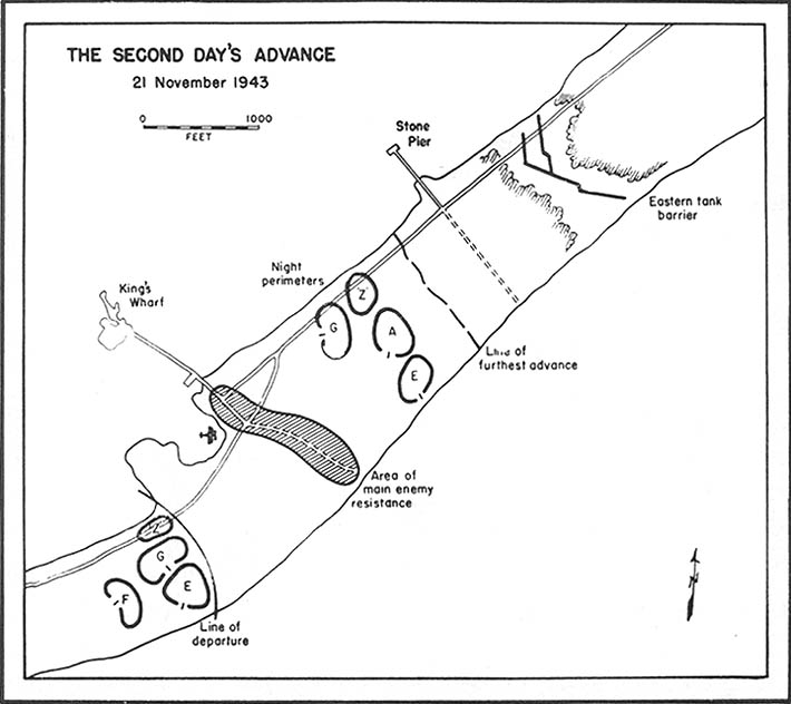 map no.7: The Second Day's Advance, 21 November 1943