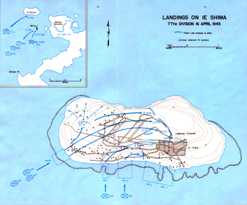 Map XV: Landings on Ie Shima: 77th Division, 16 April 1945