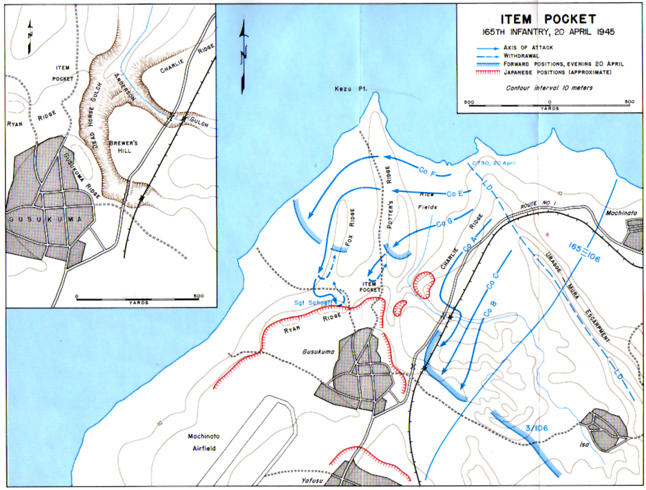 Map XXI: Item Pocket: 165th Infantry,20 April 1945
