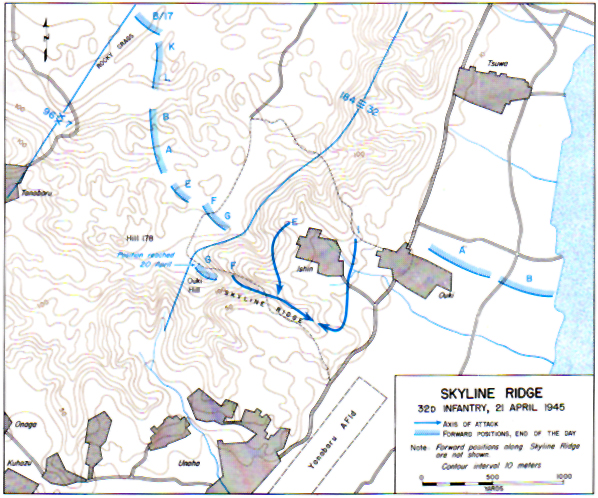 Map XXV: Skyline Ridge: 32d Infantry, 21 April 1945