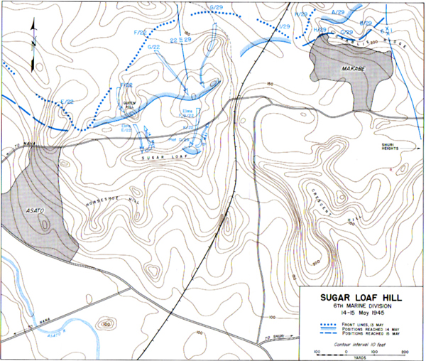 Map XXXVI: Sugar Loaf Hill: 6th Marine Division, 14-15 May 1945