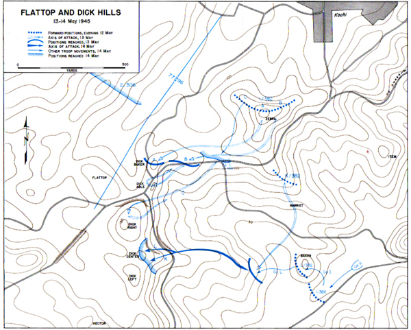 Map XL: Flattop and Dick Hills, 13-14 May 1945