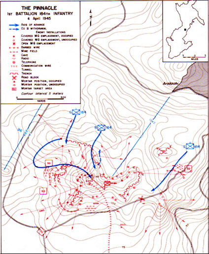 Map VIII: The Pinnacle 1st Battalion 184th Infantry 6 April 1945