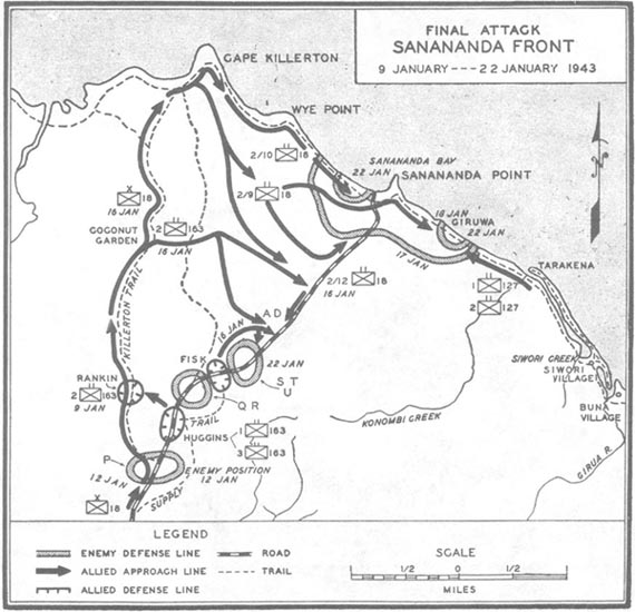 Map No. 7: Final Attack, Sanananda Front, 9 January-22 January 1943