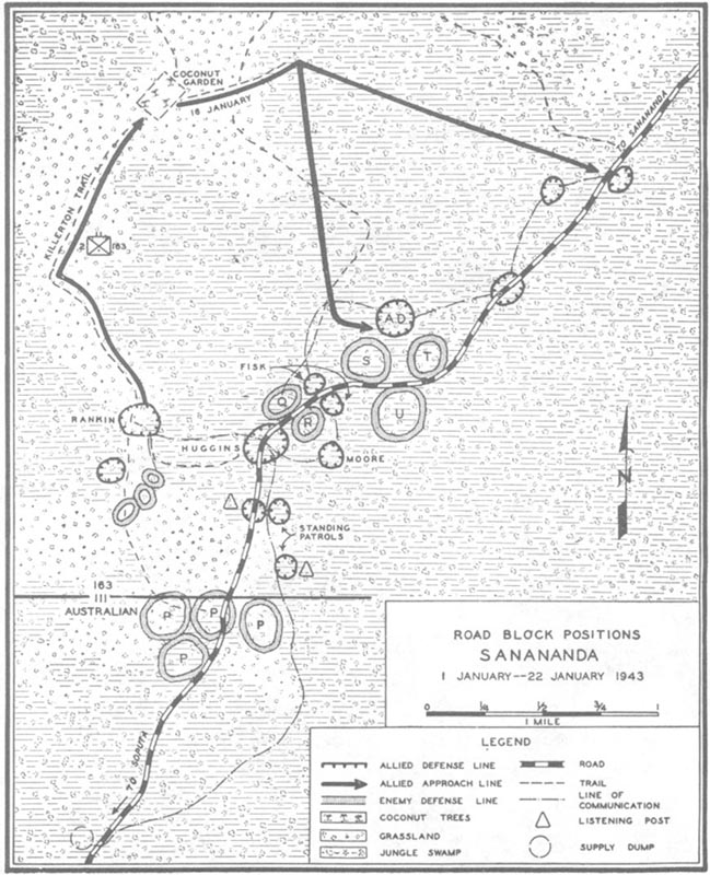Sketch No. 4: Road Block Positions, Sanananda, 1 January-22 January 1943