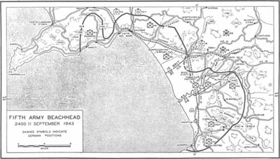 Map No.7: Fifth Army Beachhead, 2400, 11 September 1943