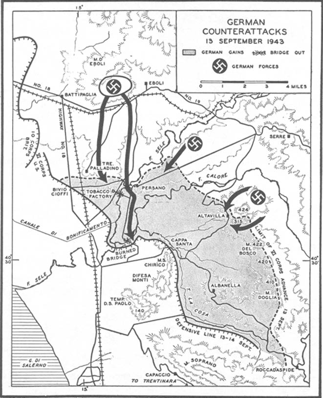 Map No.12: German Counterattacks, 13 September 1943