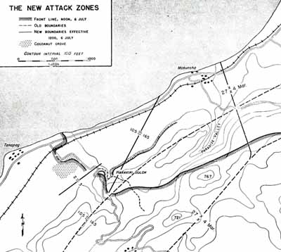 Map 6:  the new attack zones, 1200 6 July
