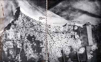 Black & white photo map:  Ranger positions and enemy resistance areas