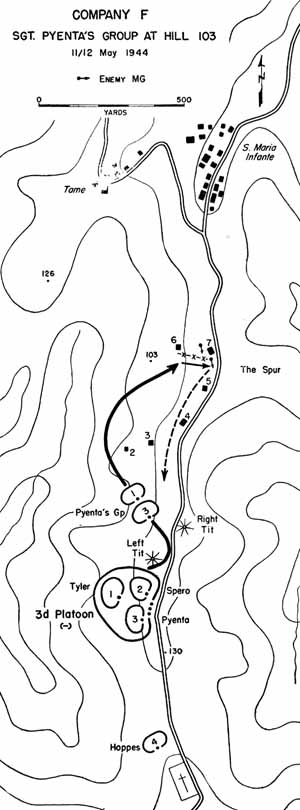 Map 5:  F Company, Sgt. Pyenta's Group at Hill 103