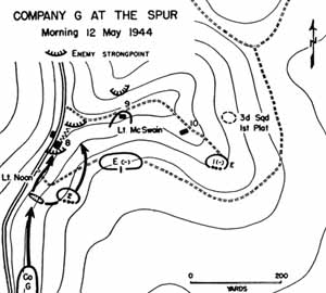 Map 13:  G Company at the Spur