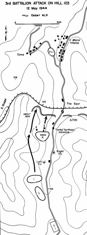 Map 15:  3d Battalion attack on Hill 103