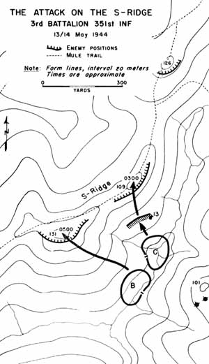 Map 19:  Attack on S-Ridge, 13-14 May 44