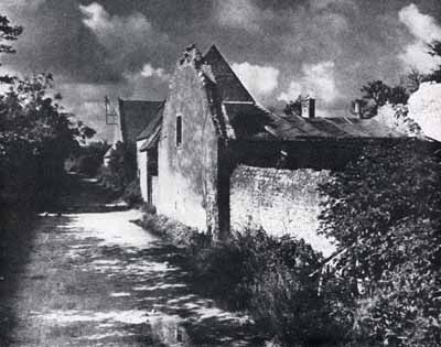 Black & white photo:  Farm buildings where opposition ceased on D-Day