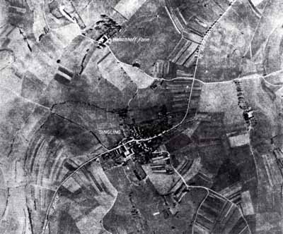 Black and White photo:  Aerial view of Singling