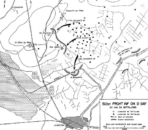 Map, 501st Parachute Infantry on D-Day