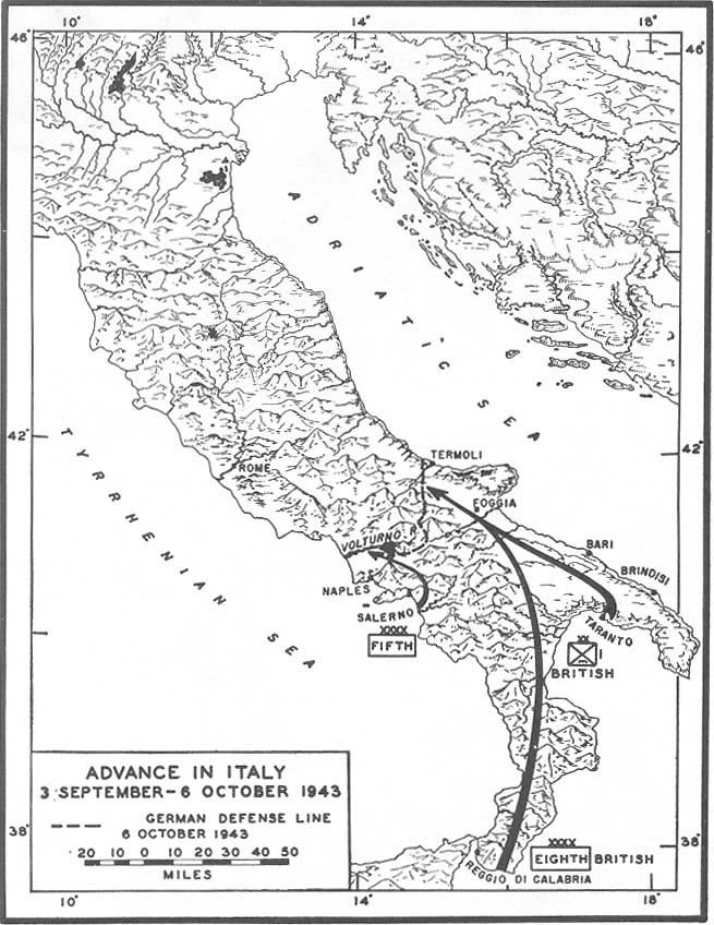 Map No. 1: Advance in Italy, 3 September-6 October 1943