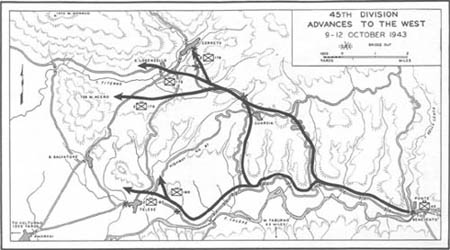 Map No. 6: 45th Division Advances to the West, 9-12 October 1943