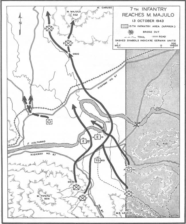 Map No. 9: 7th Infantry Reaches M. Majulo, 13 October 1943