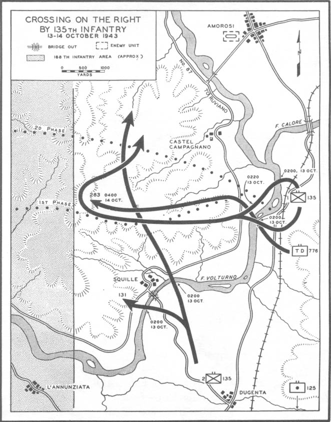 Map No. 14: Crossing on the Right by 135th Infantry, 13-14 October 1943