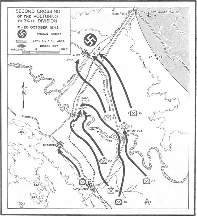 Map No. 21: Second Crossing of the Volturno by 34th Division, 18-20 October 1943