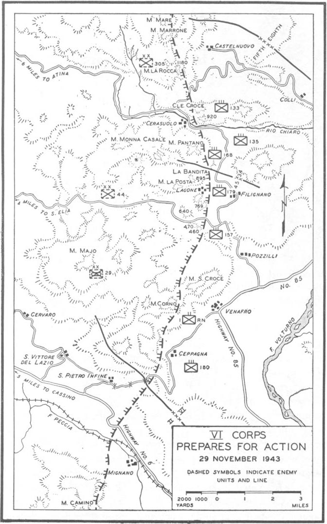 Map No. 9: VI Corps Prepares for Action, 29 November 1943