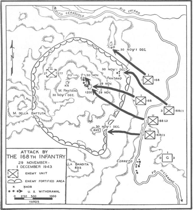 Map No. 12: Attack by the 168th Infantry, 29 November-1 December 1943