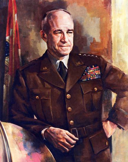 Painting:  General of the Army Omar Nelson Bradley, Chief of Staff, United States Army.  Portrait by Clarence Lamont MacNelly, 1972.