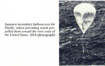 Japanese incendiary balloon over the Pacific, where prevailing winds propelled them toward the west coast of the United States.