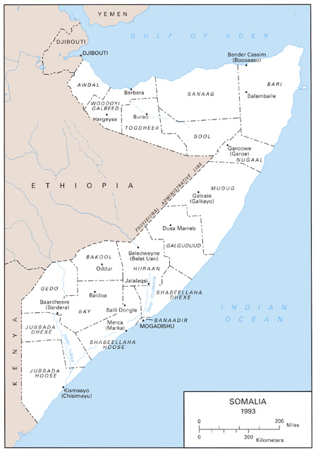 Map 1:  Somalia, 1993