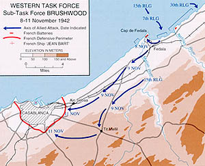 Western Task Force Sub-Task Force Brushwood - 8-11 November 1942 (map)