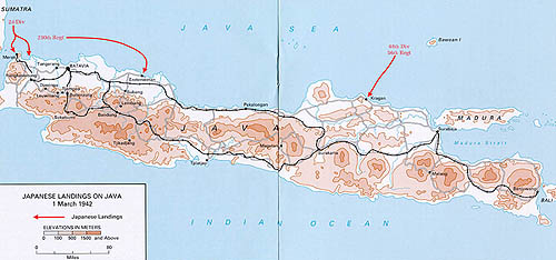 Japanese Landings On Java - 1 March 1942 (map)