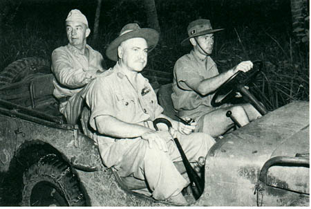 General Blamey tours the battle area with General Eichelberger (left).
