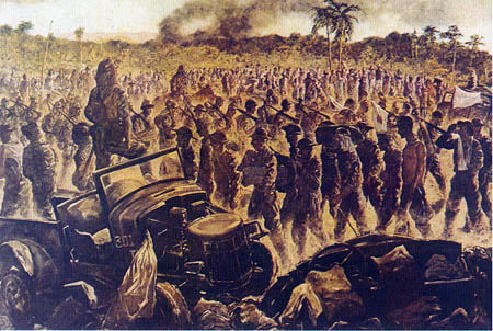 The General Attack on the Bataan Peninsula, by Japanese artist J. Mukai.