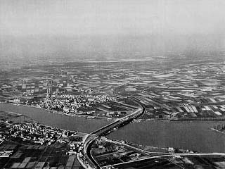 Aerial view of the Po River.