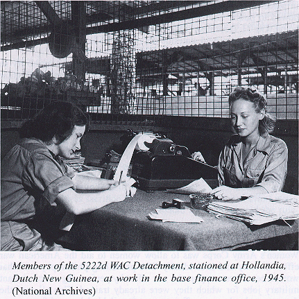 WACs at work in the base finance office, 1945.