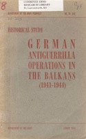 GERMAN ANTIGUERRILLA OPERATIONS IN THE BALKANS