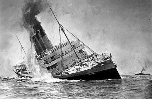 Painting of Lusitania Sinking