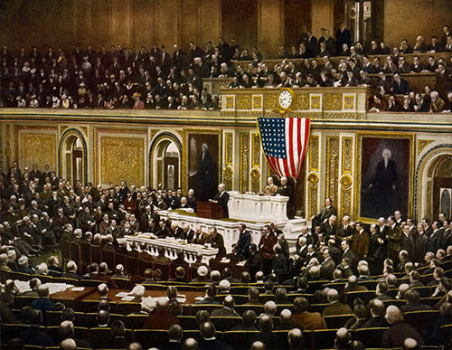 president Woodrow Wilson addressing Congress