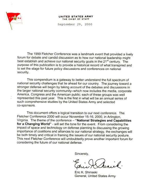 Image, 29 Sep 2000 letter signed by Gen Eric K. Shinseki