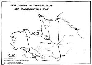Map, Development of Tactical Plan and Communications Zone, D+40