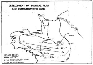Map, Development of Tactical Plan and Communications Zone, D+50/D+70