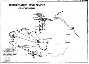 Map. Adminstrative Development on Continent