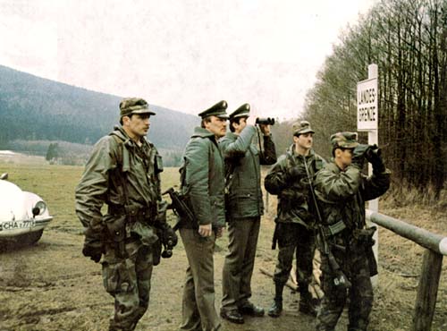 Photo: Members of the 2d Armored Cavalry Regiment and the Bavarian Border Police surveil the border near Amberg. March 1983.