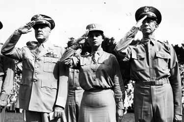 Maj. Gen. Frederick Uhl, Col. Oveta Culp Hobby, and Col. Don Faith