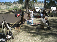 Photo:  Another view of the U.S. Army Corps of Engineers Lewis and Clark encampment depicting how Jeffersonian-era soldiers lived outdoors.
