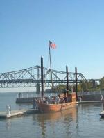 Photo:  Replica Keelboat moored on Louisville side of the Ohio River.