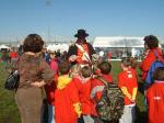 Photo: Interpreters in dress 1802 Army uniforms talking to school children at Waterfront Park prior to the opening ceremony.