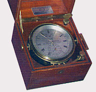 Photograph: A chronometer (above) was used to determine longitude and the two-pole chain (below) measured short distances (33 feet).